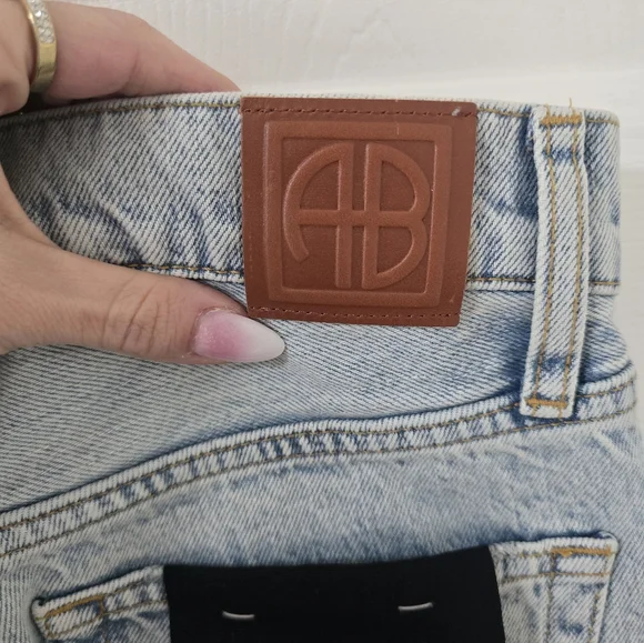 Anine Bing Kate High Rise Slim Straight Jeans In Distructed Bleached New Size 27 - Picture 11 of 13